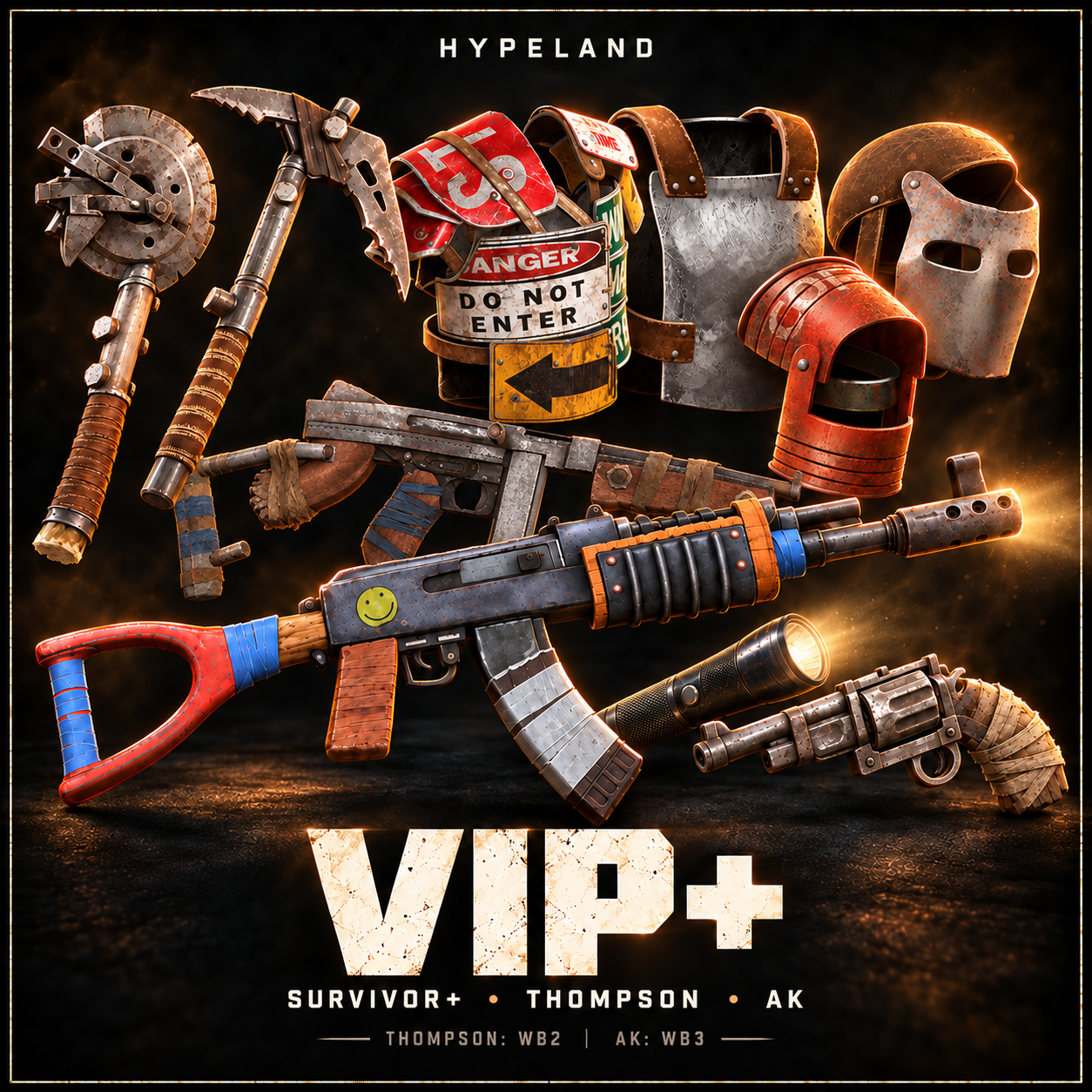 VIP plus bundle with standard Rust Survivor plus, Thompson and Assault Rifle equipment